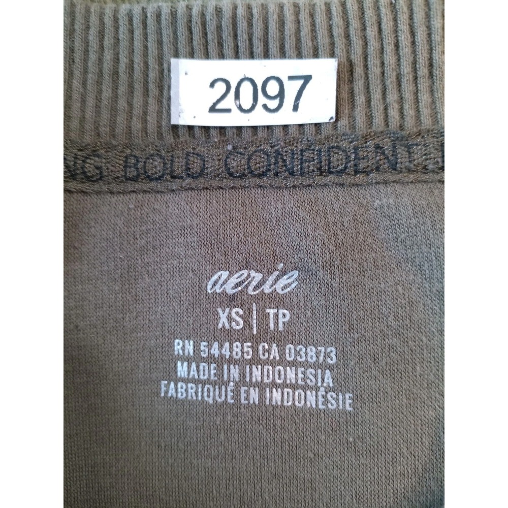 Aerie Womens XS Crewneck Sweatshirt Taupe Brown Long Sleeve Pullover Casual - Picture 3 of 3
